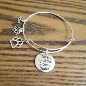 Pet Memorial Bracelet, Pet Loss Jewelry, Wait for me at the Rainbow Bridge